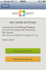 Screenshot Swiss Charity iPhone App