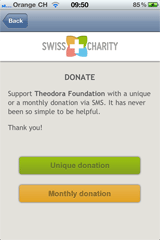 Screenshot Swiss Charity iPhone App