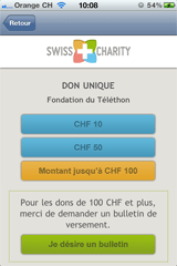 Screenshot Swiss Charity iPhone App