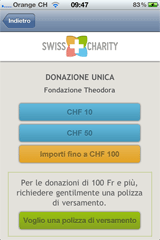 Screenshot Swiss Charity iPhone App